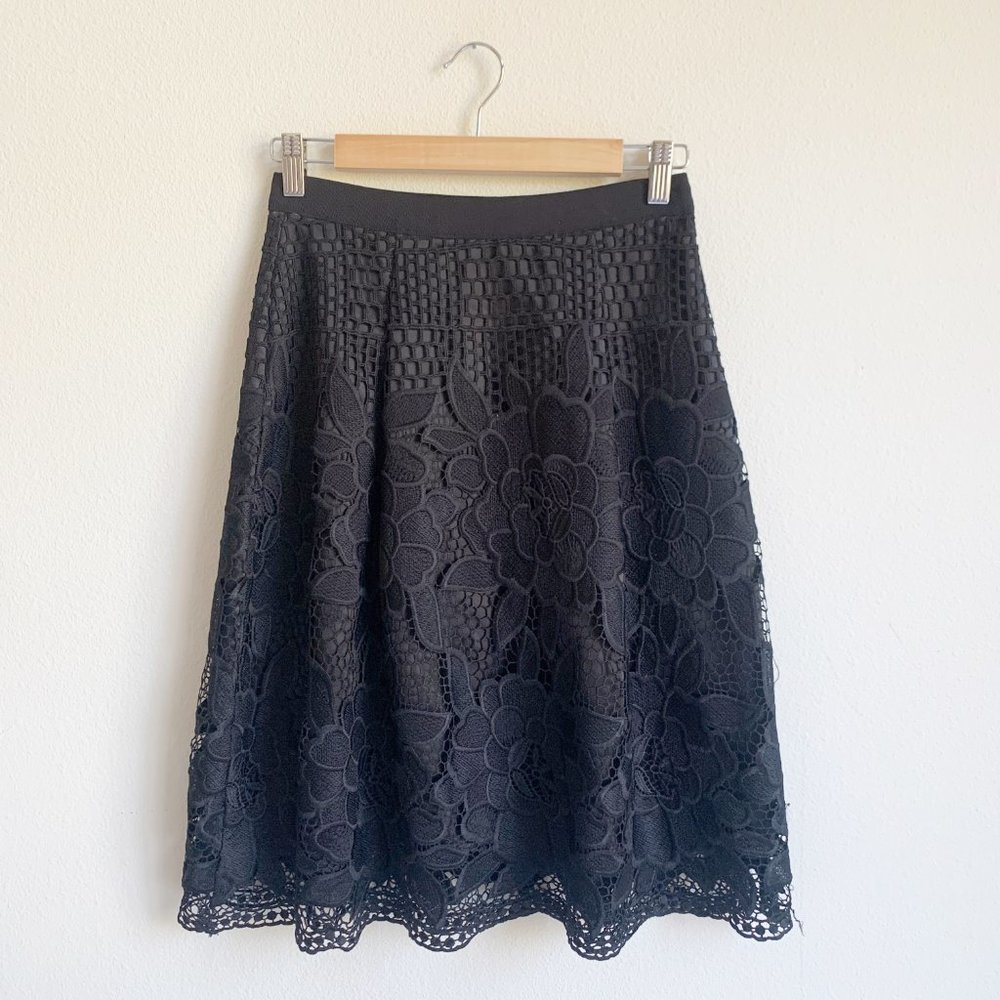Isaac Mizrahi Floral Lace Knife Pleat Full Skirt
